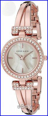 Anne Klein Rose Goldtone Crystal Bangle And Watch Set