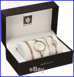 Anne Klein Women's AK/1470RGST Rose Gold-Tone Bangle Watch and Bracelet Set