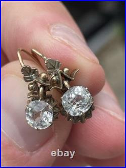 Antique 10k Rose Gold Paste Stone Front Closure Drop Earrings Cool Set