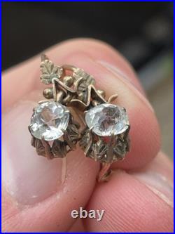 Antique 10k Rose Gold Paste Stone Front Closure Drop Earrings Cool Set