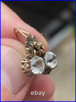 Antique 10k Rose Gold Paste Stone Front Closure Drop Earrings Cool Set