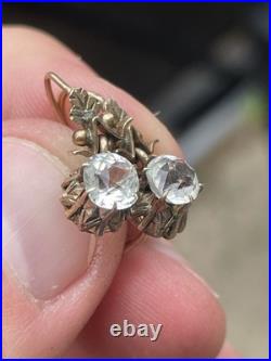Antique 10k Rose Gold Paste Stone Front Closure Drop Earrings Cool Set