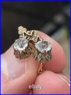 Antique 10k Rose Gold Paste Stone Front Closure Drop Earrings Cool Set