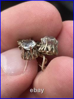 Antique 10k Rose Gold Paste Stone Front Closure Drop Earrings Cool Set