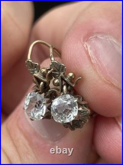 Antique 10k Rose Gold Paste Stone Front Closure Drop Earrings Cool Set