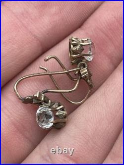 Antique 10k Rose Gold Paste Stone Front Closure Drop Earrings Cool Set
