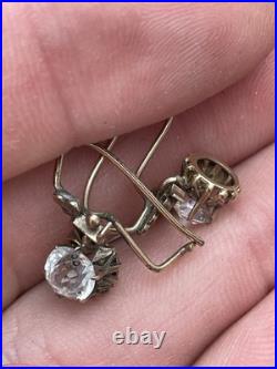 Antique 10k Rose Gold Paste Stone Front Closure Drop Earrings Cool Set