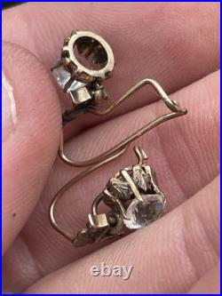 Antique 10k Rose Gold Paste Stone Front Closure Drop Earrings Cool Set