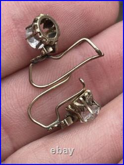 Antique 10k Rose Gold Paste Stone Front Closure Drop Earrings Cool Set