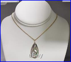Antique 14K Gold Abalone Blister Pearl Necklace & Matching TearDrop Earrings Set