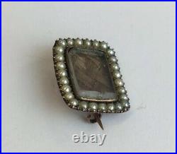 Antique 14ct Rose Gold (Tested) Mourning Brooch Pearl Set A/F 3.5g