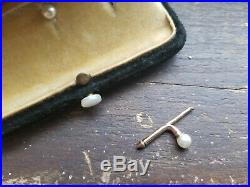 Antique 14k Gold with Pearls SHIRT Studs SET OF THREE in Original Jewlery Box