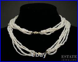 Antique 14k Yellow Gold Diamond Seed Pearl Bracelet Necklace Set i19998b