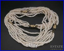 Antique 14k Yellow Gold Diamond Seed Pearl Bracelet Necklace Set i19998b