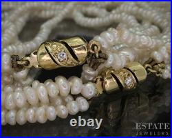 Antique 14k Yellow Gold Diamond Seed Pearl Bracelet Necklace Set i19998b