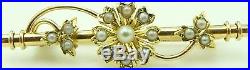 Antique 15 carat yellow gold Edwardian, pearl set flower brooch with antique box