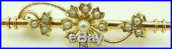 Antique 15 carat yellow gold Edwardian, pearl set flower brooch with antique box