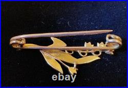 Antique 15ct Gold Bar brooch. Of floral design, set with seed pearls. Circa 1890