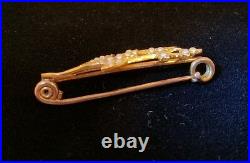 Antique 15ct Gold Bar brooch. Of floral design, set with seed pearls. Circa 1890