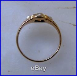 Antique 18 carat GOLD RING set with pearls & diamonds victorian 1880