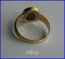 Antique 18ct Gold With Enamel, Pearl & Diamond Set Mourning Ring