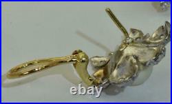 Antique 18k gold, Platinum, Rose Diamonds & Pearls flower Earrings set c 1920's