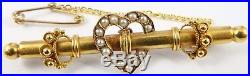 Antique 1902 hallmarked 15ct yellow Gold seed pearl set heart brooch