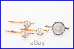 Antique 1930s MOP Pearl 14k Gold Platinum Cufflinks Buttons Set RARE