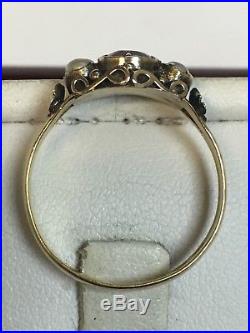 Antique 22 Carat Gold Victorian Traditionally Set GARNET & PEARL Ring B/Ham 1861