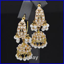 Antique 22K Gold Sea Pearl Multi-Strand Necklace & Hoop Earrings Set 62.5 Grams