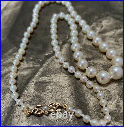 Antique 9ct Pearl Necklace, Graduated Pearls with 9k pearl set clasp