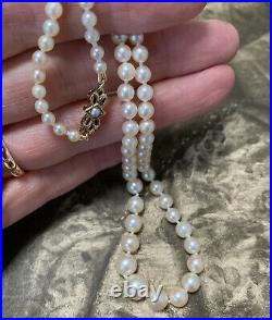 Antique 9ct Pearl Necklace, Graduated Pearls with 9k pearl set clasp