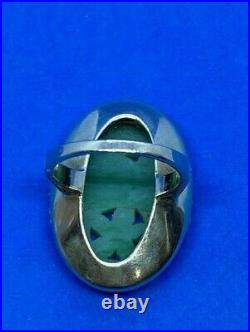 Antique Carved Jade with Pearl Halo & Blue Enamel in 14K Gold Setting Ring Size 6