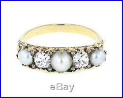 Antique Diamond and Pearl Gallery Set Ring