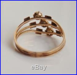 Antique Edwardian 9ct Rose Gold Pearl set Halley's Comet Ring c1910 Size J 1/2