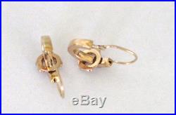 Antique French 18 Carat Rose Gold Earrings Set with Pearls Horses Head Hallmark