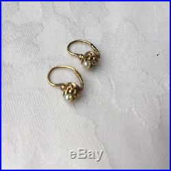 Antique French earrings set withNatural Sea Pearls in 18ct gold, cased