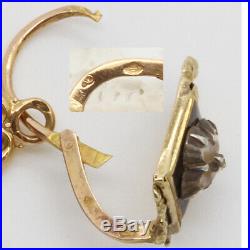Antique Georgian Earrings Brooch Set 18k Gold Pearls Enamel French Boxed (6089)