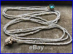 Antique Georgian natural seed pearl multist strand necklace withgem set gold clasp