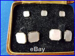 Antique MOP Mother of Pearl 10K WithGold Cuff Links & Stud Set Correct Links 1910