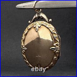Antique Pearl & Garnet Set Oval Locket with Photos 9ct Yellow Gold 38x28mm