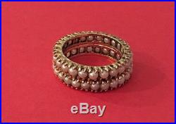 Antique Set Of Two (2) 14k Gold Pearl Eternity Rings Bands