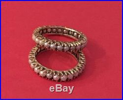 Antique Set Of Two (2) 14k Gold Pearl Eternity Rings Bands 5.4 grams