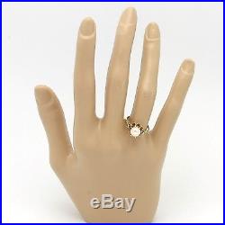 Antique Solid 14K Yellow Gold 7mm Pearl Solitaire Ring Buttercup Setting Size 6