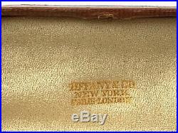 Antique Tiffany Leather Box & 6 PCS Set of Unsigned 14 K Gold Tuxedo Pearl Studs