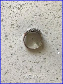 Antique Unique 3 Row Bead Set Diamond 14 Karat White Gold Ring 7