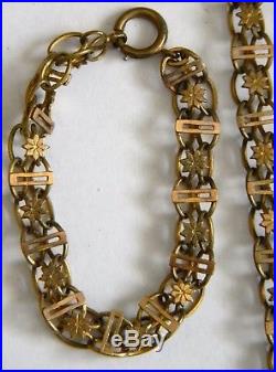 Antique VICTORIAN Necklace & Bracelet Set Gold Tone Seed Pearl Pendant Wow