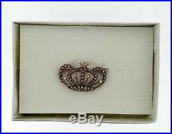 Antique Victorian 10K yellow gold Crown brooch pin set with Natural Seed Pearls