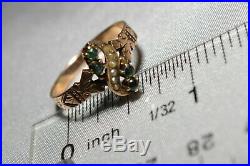 Antique Victorian 10k Gold Pearl & Green Stone Claw Set Ring Free S/H
