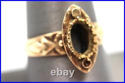 Antique Victorian 10k Solid Rose Gold Mount Setting For Oval Stone & 2 Pearls